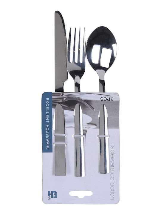 3-Piece Stainless Steel 18/10 Silver Cutlery Set