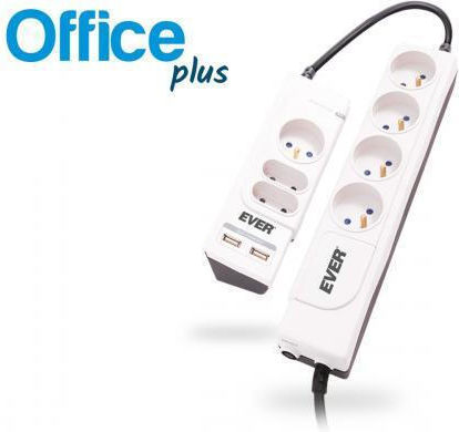 Ever Office Plus Πολύπριζο Aσφαλείας 7 Θέσεων με 2 USB-A και Καλώδιο 1.8m