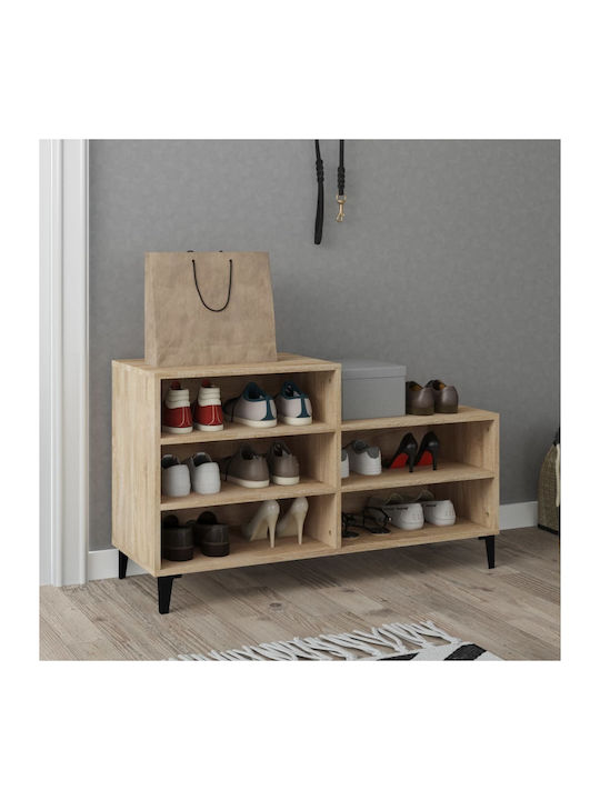 Ξύλινη Παπουτσοθήκη με 3 Ράφια Μπεζ Μ102xΠ36xΥ60cm
