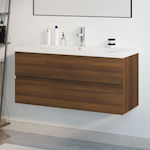 vidaXL Bench with sink L100xW38.5xH45cm Brown Oak