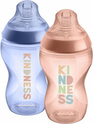 Tommee Tippee Plastic Bottle Set Closer To Nature Anti-Colic with Silicone Nipple for 0+, 0+ m, months Pink / Purple Be Kind 260ml 2pcs