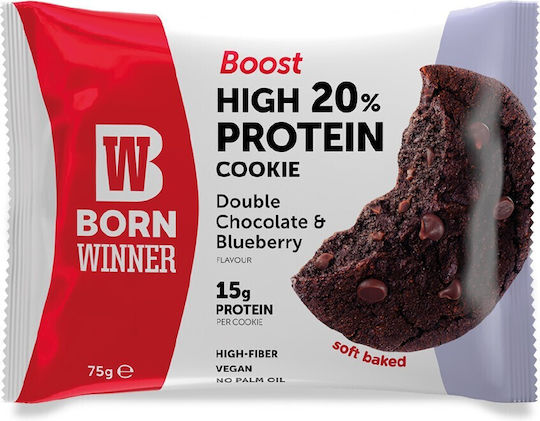 Born Winner Biscuits Protein Boost With Chips Double Chocolate & Blueberry 1pcs 75gr