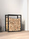 vidaXL Metallic Firewood Shelf 50x28x56cm Black