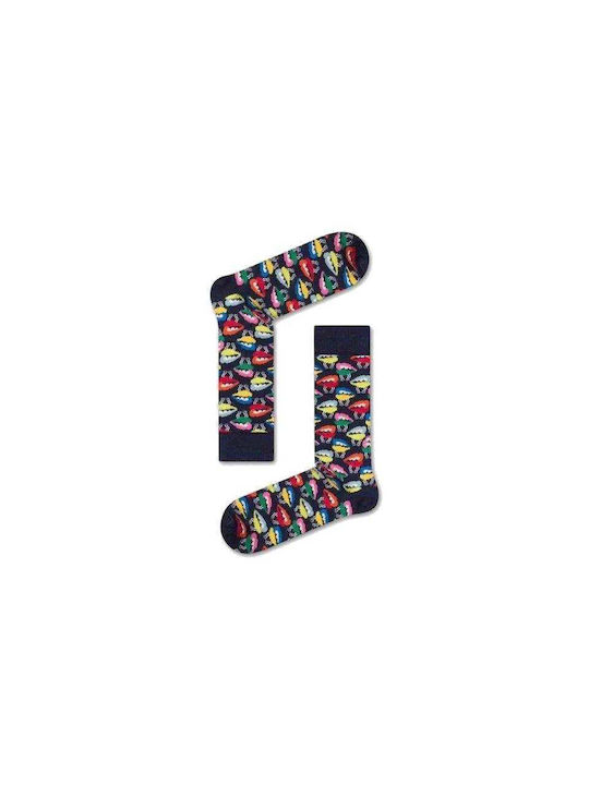 Long Cotton COLOURFUL MOUTHS Color Long Cotton Socks (black)