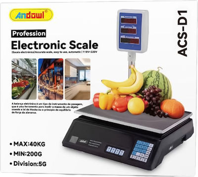 Andowl Max Electronic with Maximum Weight Capacity of 40kg and Division 200gr ACS-D1