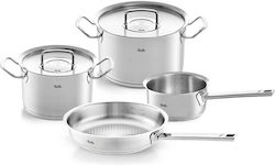Fissler Original Profi Cookware Set of Stainless Steel with No Coating Ασημί 6pcs