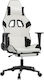 vidaXL 3143773 Artificial Leather Gaming Chair with Footrest White / Black