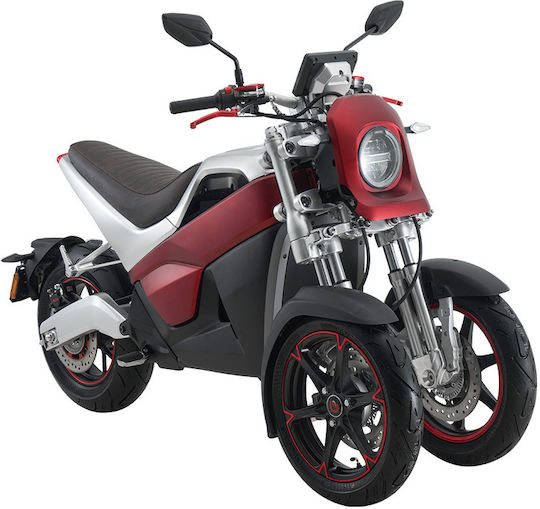 WheelnWater Ηλεκτρικό Μηχανάκι Ισχύος 5000W με Τελική Ταχύτητα 95km/h Αυτονομίας 210km Κόκκινο