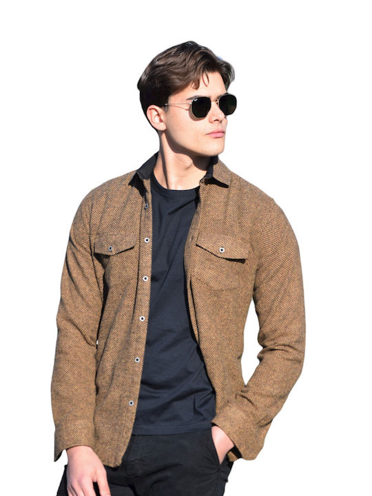 Men's shirt in jersey, camel color (code SR204)