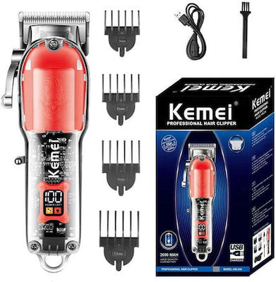 Kemei KM-246 Professional Rechargeable Hair Clipper Red