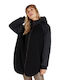 Protest Women's Hiking Long Puffer Jacket Waterproof for Winter with Hood Black