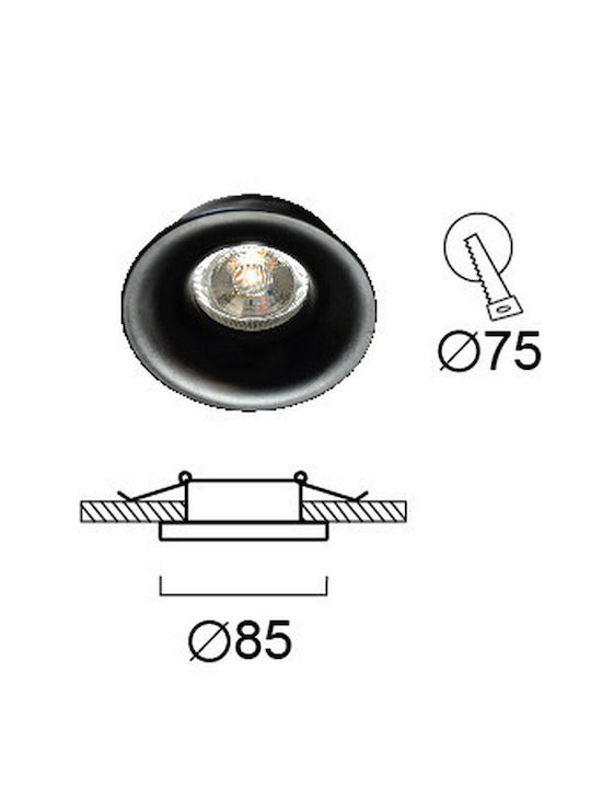 Viokef Round Metallic Recessed Spot with Socket GU10 Black 8.3x8.3cm. 1pcs