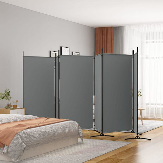 vidaXL Декоративен Параван Текстилен с 6 Панела Charcoal 520x180см