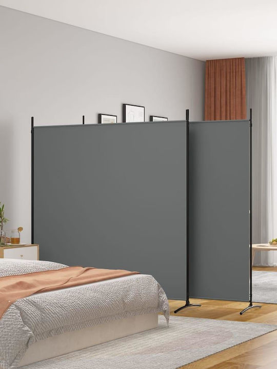 vidaXL Decorative Room Divider Fabric with 3 Panels Charcoal 525x180cm