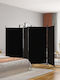 vidaXL Decorative Room Divider Fabric with 4 Panels Black 346x180cm