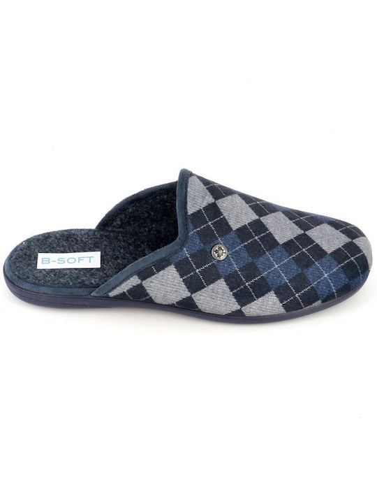 B-Soft Men's Printed Slippers Blue