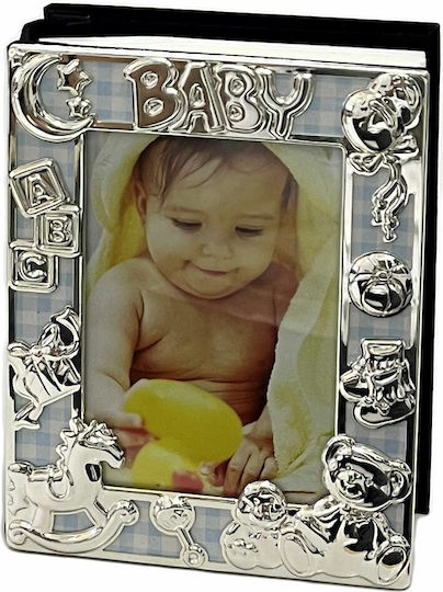 Children's Album for 80 Photos Dimensions 10x15cm Light Blue made of Silver
