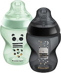 Tommee Tippee Set aus Plastikflaschen Closer to Nature Gegen Koliken mit Silikonsauger für 0+, 0+ m, Monate Black - Green Panda & Eule 260ml 2Stück