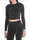 Women's Crop Top Long Sleeve Black