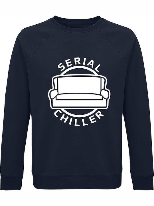 Sweatshirt Unisex Organic " Serial Chiller Couch " French Navy