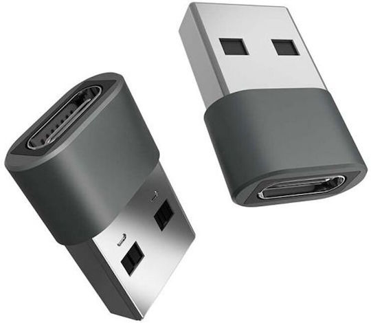 V-TAC Μετατροπέας USB-A male σε USB-C female Γκρι 1τμχ 7745