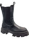 Leder Damen Chelsea Stiefeletten mit mittlerem Absatz Schwarz