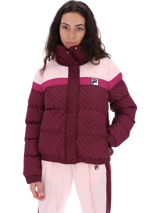 Lottie Puffa Jacket Κοντό Γυναικείο Puffer Μπουφάν για Χειμώνα Wine