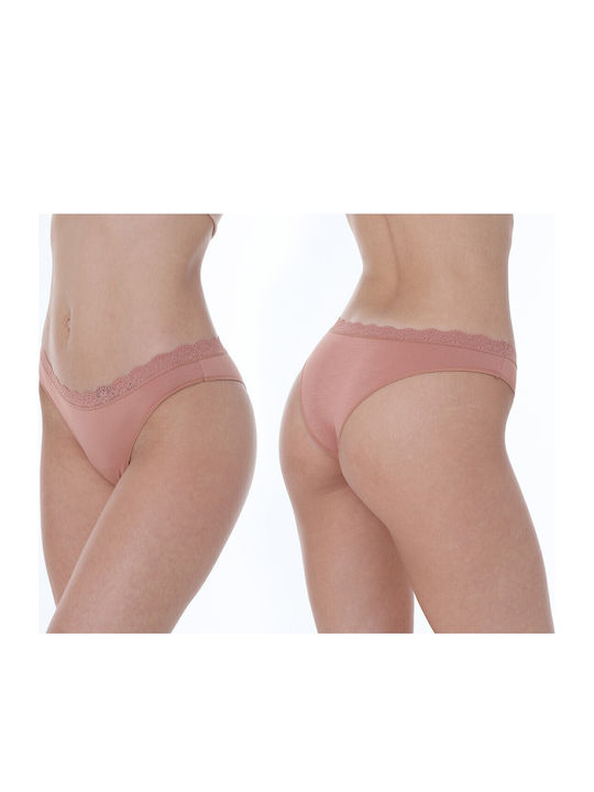 Apple Boxer Γυναικεία Brazil 2Pack με Δαντέλα Ροζ