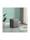 Stool For Living Room Upholstered with Leatherette Cube Grey 37x37x45cm