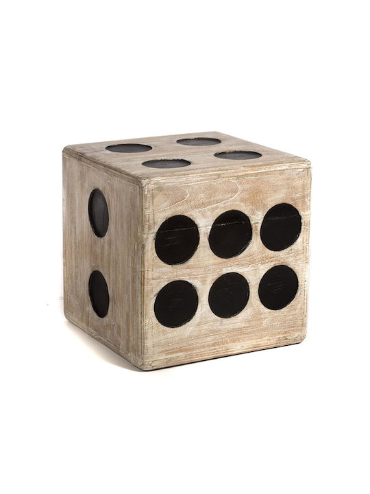 Stool For Living Room Wooden Beige 40x40x40cm