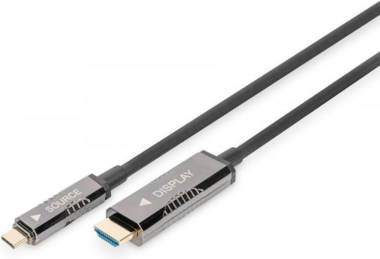 Digitus Cable HDMI male - USB-C male 20m Black