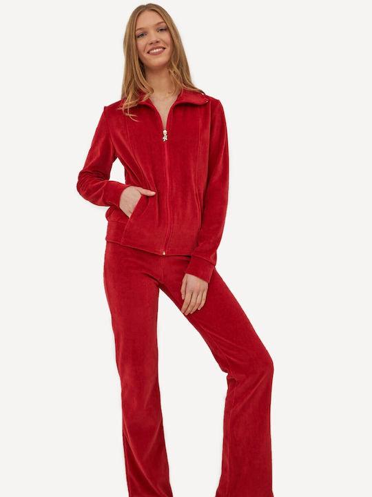 Harmony De iarnă Set Pijamale pentru Femei Catifea Roșu