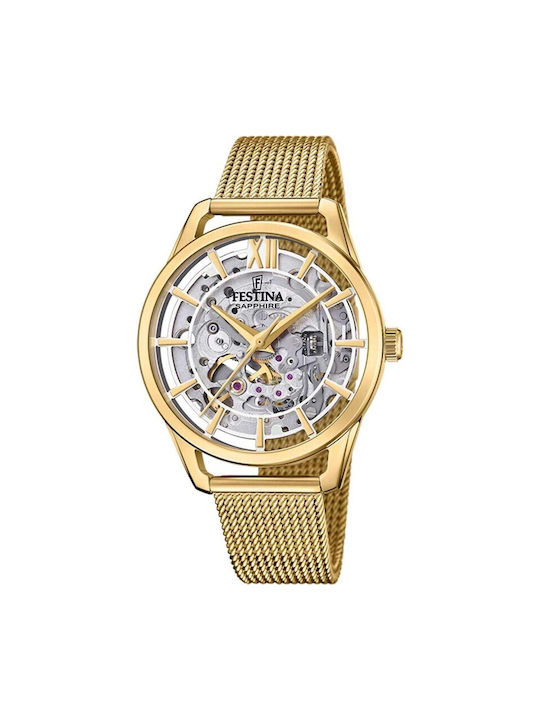 Festina Uhr Automatisch mit Gold Metallarmband