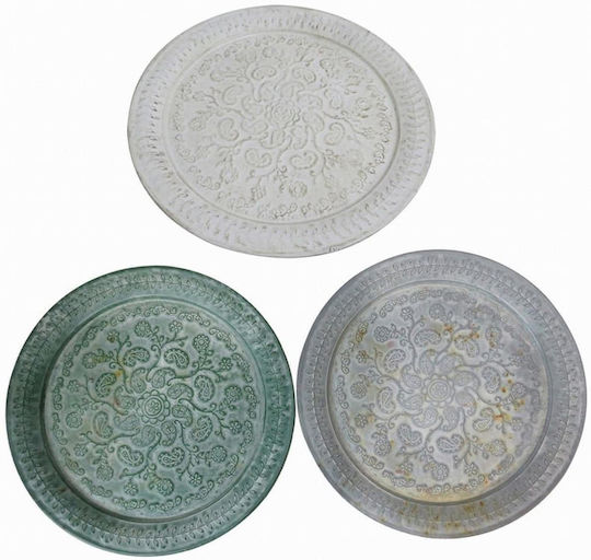 Artekko Vintage Round Metallic Decorative Platters Set Efliy Multicolour 43x43x1.5cm 3pcs