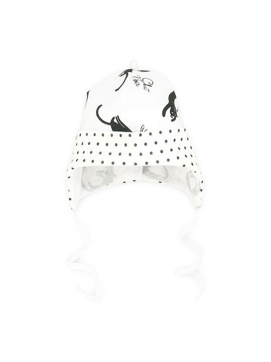 Makoma Cats Kids Beanie Fabric White for Newborn