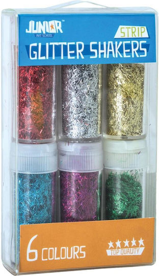 Junior Strip Mix Multicolour Glitter Gold Dust in Shaker Jar 6gr Set 6pcs