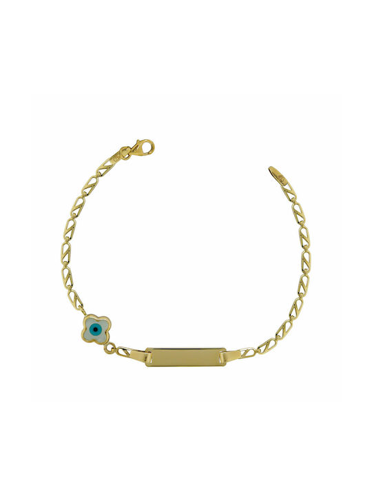 Kids Bracelet ID from Gold 9K with Evil Eye