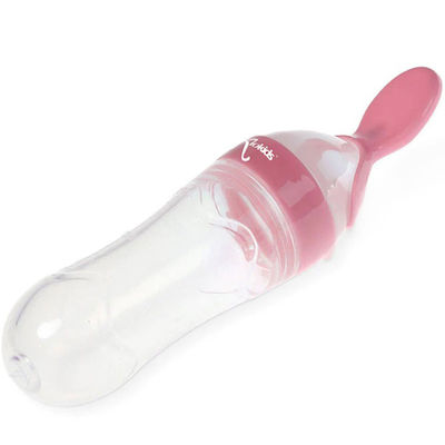 Kiokids Baby Spoon with Adjustable Flow made of Silicone for 4+ months Pink