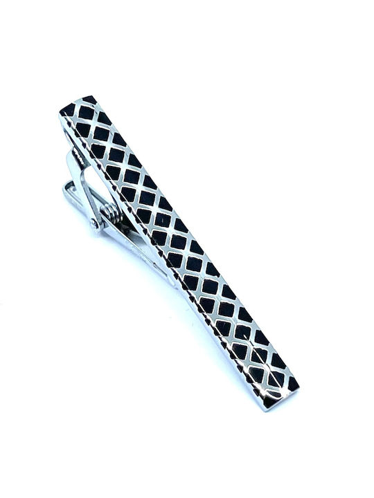 Silberner Krawattenclip mit schwarzem Emaille 5,5 cm