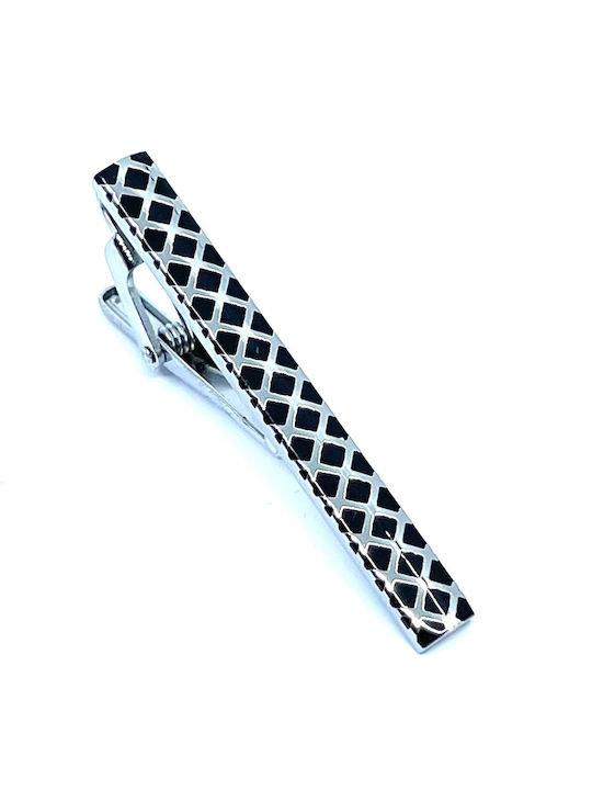 Silver Tie Clip with Black Enamel 5.5 cm