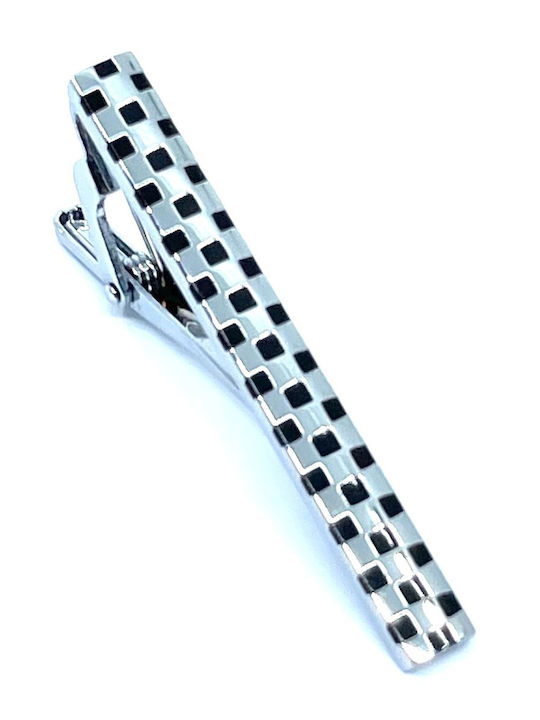 Silver Tie Clip with Black Enamel 5.5 cm