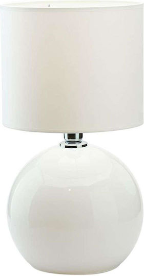 TK Lighting Palla Glass Table Lamp for Socket E27 with White Shade and Base