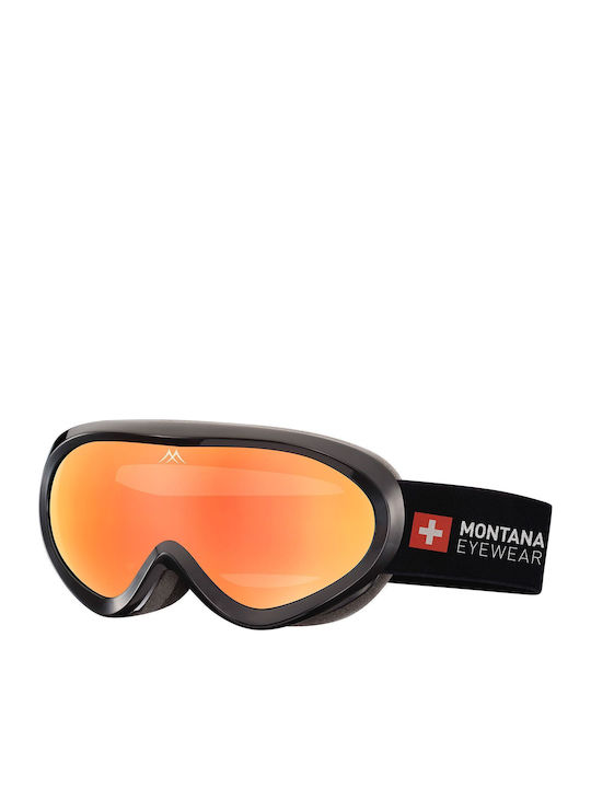Montana Eyewear Ski & Snowboard Goggles Kids Black with Lens in Orange Color