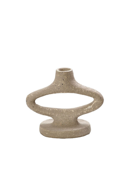 Espiel Candle Holder Beige from Pressed Brown 12cm 1pcs