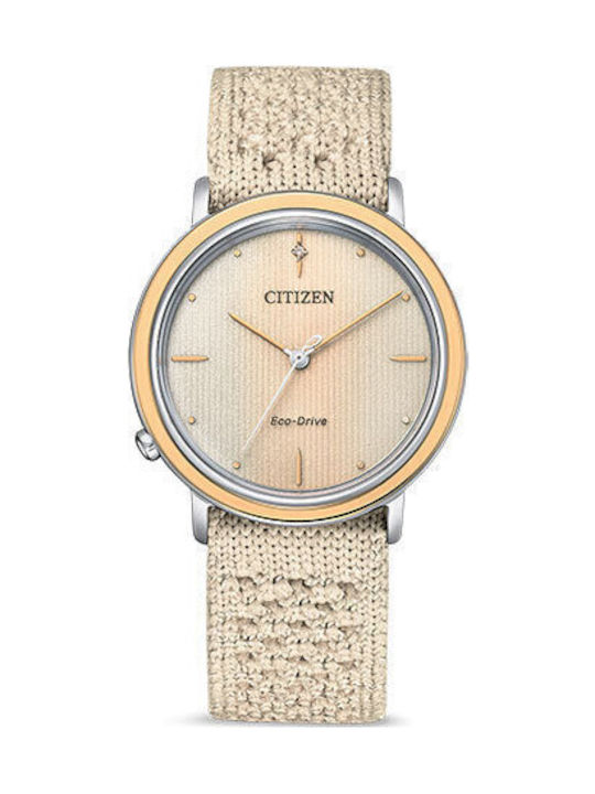 Citizen Women's Watch Eco - Drive with Beige Fabric Strap