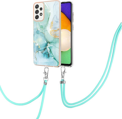 Marble Silicone Back Cover with Strap Green (Galaxy A52 / A52s)