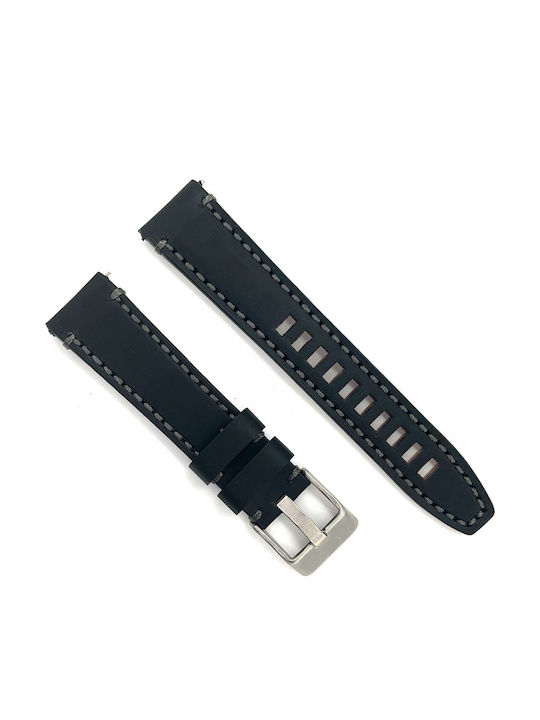 Diloy Straps Δερμάτινο Λουράκι Μαύρο 22mm