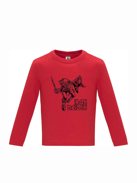 Kids Long Sleeve "Iron Maiden, The Trooper", Red