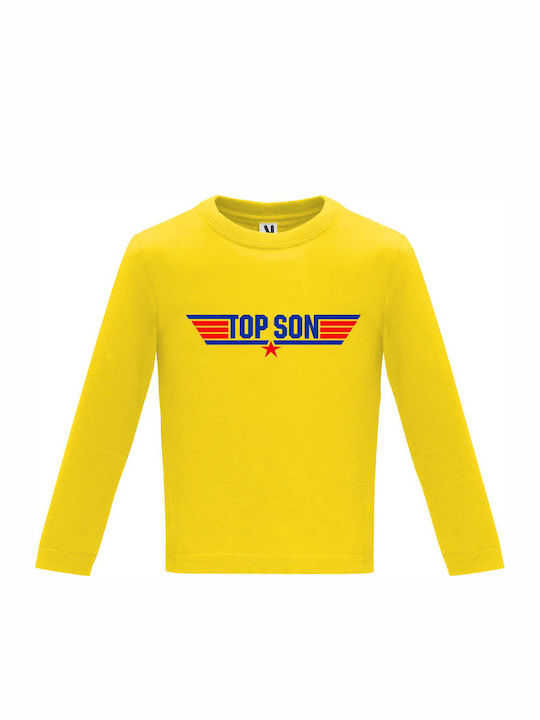 Baby Langarmshirt "TOP SOHN", Gelb