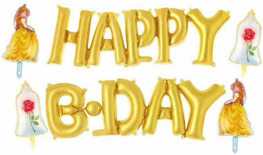 Set 6 Luftballons Folie Goldene Buchstaben 37cm